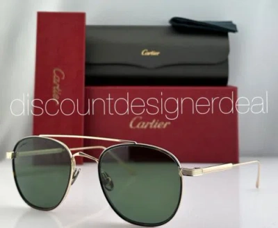 Pre-owned Cartier Round Sunglasses Ct0251s 002 Gold Havana Metal Green Polarized Lens 53mm