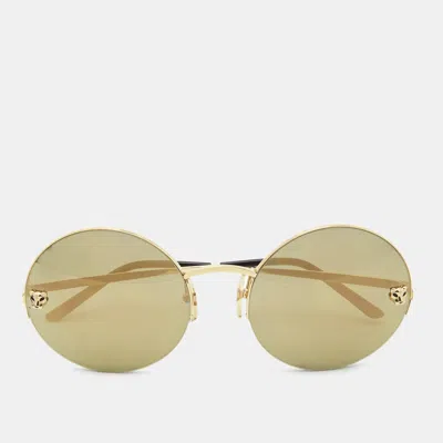 Pre-owned Cartier Round Sunglasses In Gold