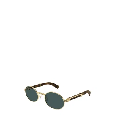 Cartier Round Sunglasses In Gold And Brown