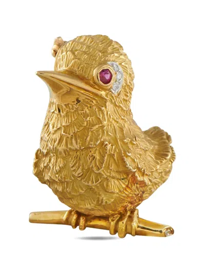 Pre-owned Cartier Ruby Diamond Bird Brooch In Gold
