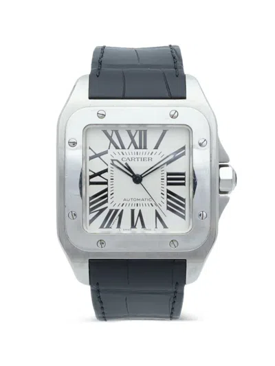 Pre-owned Cartier Santos 100 38mm Watch In White