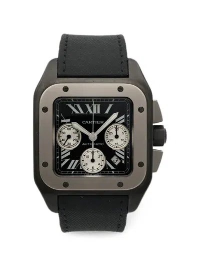 Pre-owned Cartier Santos 100 41mm Watch In Black