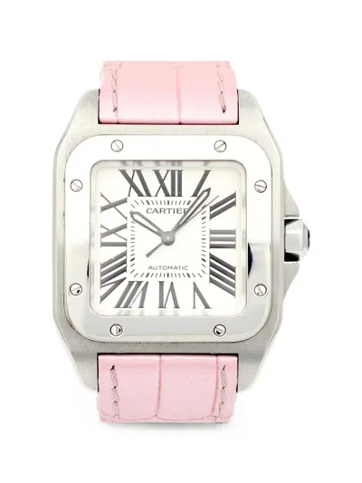 Pre-owned Cartier Santos 100 44mm Watch In White