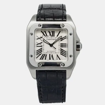 Pre-owned Cartier Santos 100 W20106x8 Automatic Silver Stainless Steel Women's Wristwatch 33 Mm