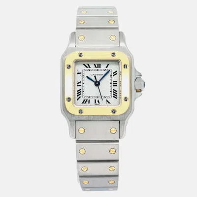 Pre-owned Cartier Santos 1170902 Automatic White 18k Yellow Gold Stainless Steel Women's Wristwatch 24mm