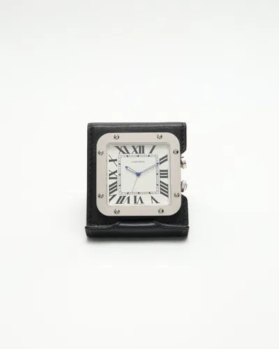 Cartier Santos 53mm Ref 2750 Full Set Travel Alarm Clock In White