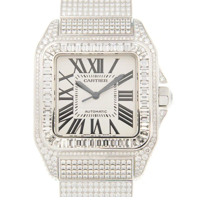 Cartier Santos Automatic Diamond White Dial Men's Watch W20073x8-100xl