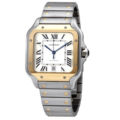 Cartier Santos Automatic Silver Dial Large Men's Watch W2sa0009 In Brown