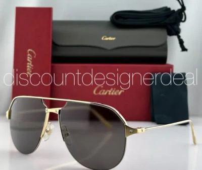 Pre-owned Cartier Santos Aviator Sunglasses Ct0229s 001 Gold Metal Frame Gray Lenses 60mm