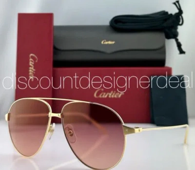 Pre-owned Cartier Santos Aviator Sunglasses Ct0298s 008 Gold Metal Frame Red Gold Flash