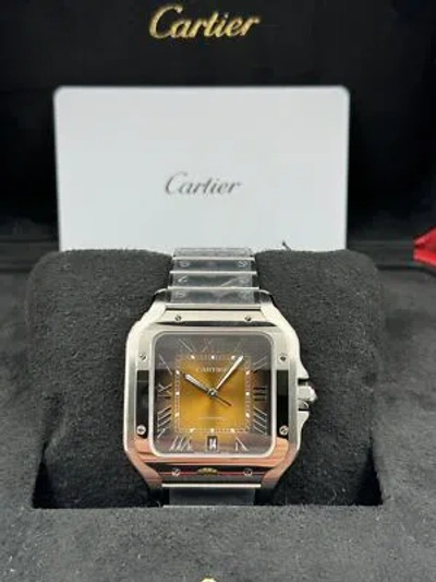 Pre-owned Cartier Santos Brown Dial Large Size Wssa0064 Unworn 2024