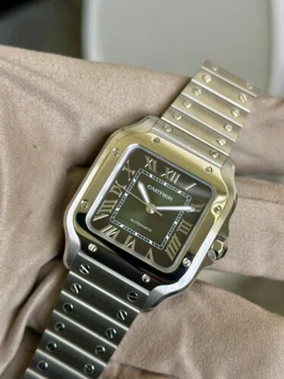Pre-owned Cartier Santos De 39.8mm Wssa0061 Steel Roman Green Dial New/complete 2024
