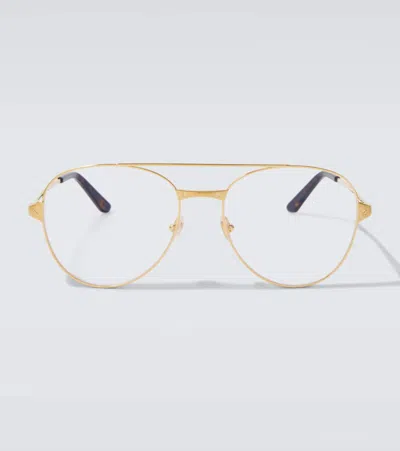 Cartier Santos De  Aviator Glasses In Gold