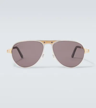 Cartier Santos De  Aviator Sunglasses In Gray