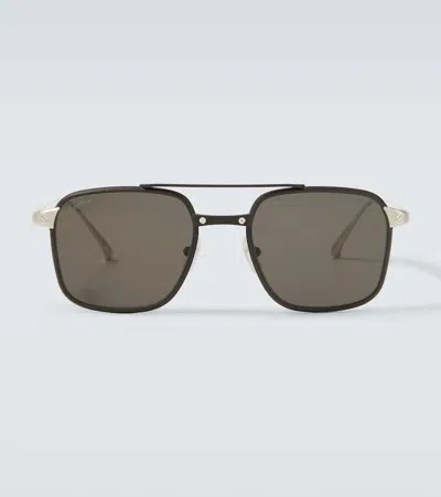 Cartier Santos De  Aviator Sunglasses In Black