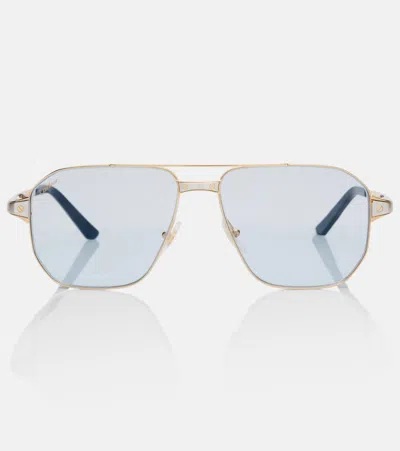 Cartier Santos De  Aviator Sunglasses In Blue