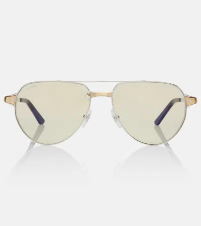 Cartier Santos De  Aviator Sunglasses In Gold