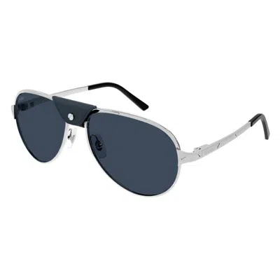 Cartier Santos De  Blue Pilot Men's Sunglasses Ct0034s 016 61