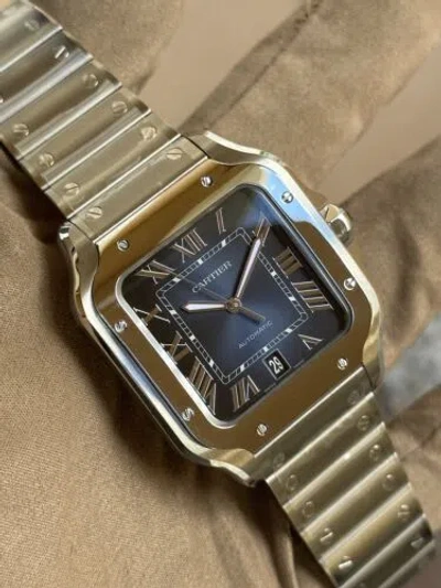 Pre-owned Cartier Santos De  Blue Watch - Wssa0030 2024