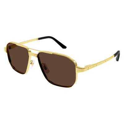 Cartier Santos De  Brown Navigator Men's Sunglasses Ct0424s 003 59