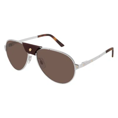 Cartier Santos De  Brown Pilot Men's Sunglasses Ct0034s 009 59 In Purple