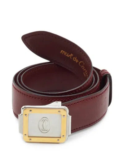 Pre-owned Cartier Santos De  Buckle Belt In Red