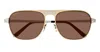 Cartier Santos De  Ct0532s-004 - Gold Sunglasses In Gold