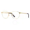 Cartier Santos De  Demo Oval Men's Eyeglasses Ct0337o 001 52 In Gold Tone