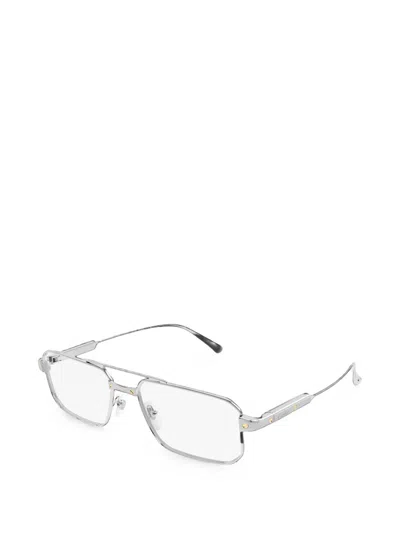 Cartier Santos De  Geometric-frame Glasses In Silver