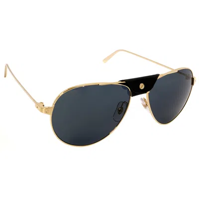 Cartier Santos De  Grey Pilot Men's Sunglasses Ct0038s 015 59 In Gold