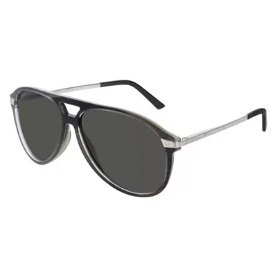 Cartier Santos De  Grey Pilot Men's Sunglasses Ct0105s 003 60 In Orange