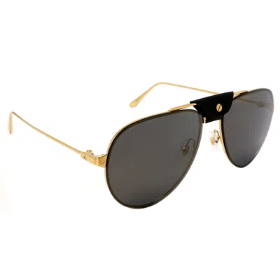Cartier Santos De  Grey Pilot Men's Sunglasses Ct0166s 002 60 In Black