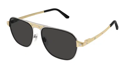 Cartier Santos De  Grey Pilot Men's Sunglasses Ct0532s 001 58 In Red
