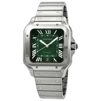 Cartier Santos De  Large Model Automatic Green Dial Men's Watch Wssa0062 In Blue / Green