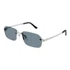 Cartier Santos De  Light Blue Rectangular Men's Sunglasses Ct0460s 003 56