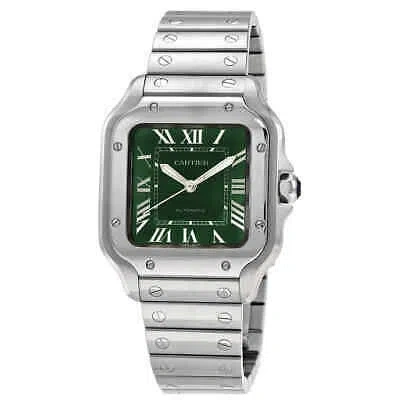 Pre-owned Cartier Santos De  Medium Model Automatic Green Dial Men's Watch Wssa0061