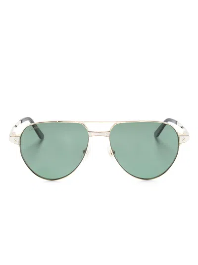 Cartier Santos De  Navigator-frame Sunglasses In Gold