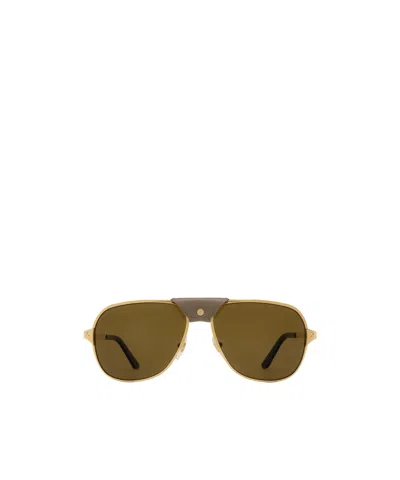 Cartier Santos De  Pilot-frame Sunglasses In Brown
