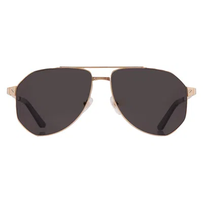 Cartier Santos De  Polairzed Smoke Pilot Men's Sunglasses Ct0461s 001 60 In Gold