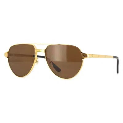 Cartier Santos De  Polarized Brown Pilot Men's Sunglasses Ct0425s 003 59
