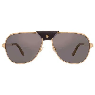 Pre-owned Cartier Santos De  Polarized Grey Flash Mirror Navigator Men's Sunglasses In Gray