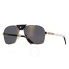 Cartier Santos De  Polarized Grey Gold Mirror Flash Navigator Men's Sunglasses Ct0389s 003 61