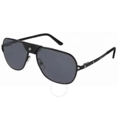 Cartier Santos De  Polarized Grey Navigator Men's Sunglasses Ct0165s 006 60 In Black