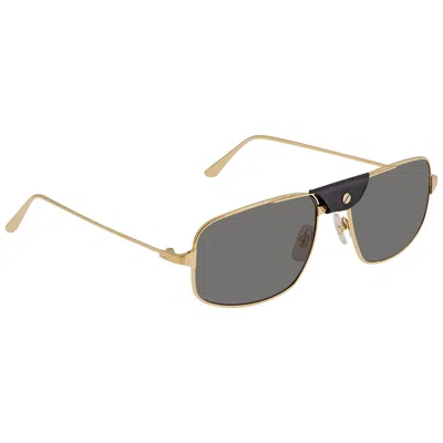 Cartier Santos De  Polarized Grey Navigator Unisex Sunglasses Ct0193s 001 60 In Gold