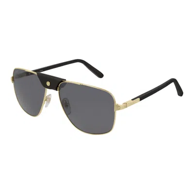 Cartier Santos De  Polarized Grey Pilot Men's Sunglasses Ct0097s 001 59