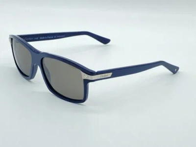 Pre-owned Cartier Santos De  Rectangular Blue Sunglasses 100% Genuine Msrp $775