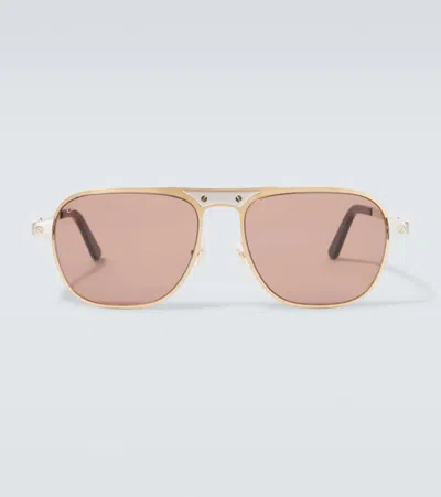 Cartier Santos De  Rectangular Sunglasses In Brown