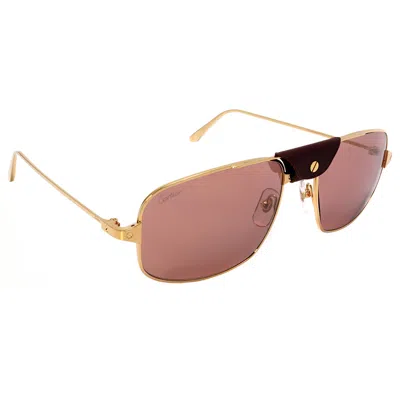 Cartier Santos De  Red Navigator Men's Sunglasses Ct0193s 003 60 In Pink