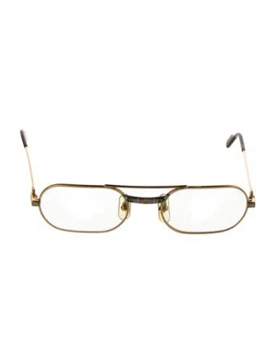Pre-owned Cartier Santos De  Square Eyeglasses In Gold/metallic