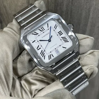 Pre-owned Cartier ⌚ Santos De  Wssa0018 Stainless Steel White Large Complete 2023 ⌚